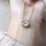 Chalcedony Diamond Pendant Fresh Charm Silver Jewelry