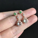 Double Ice Chalcedony Egg Round Earrings Silver Jewelry