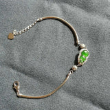 Inlaid Chalcedony Diamond Gourd Bracelet Charm, Retro Silver Jewelry