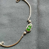 Inlaid Chalcedony Diamond Gourd Bracelet Charm, Retro Silver Jewelry