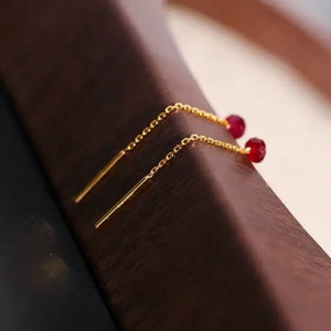 Ruby Rose Earrings Chinese Retro Silver Jewelry