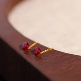 Ruby Rose Earrings Chinese Retro Silver Jewelry
