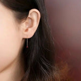 Ruby Rose Earrings Chinese Retro Silver Jewelry