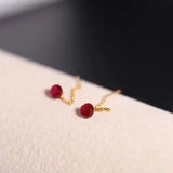 Ruby Rose Earrings Chinese Retro Silver Jewelry
