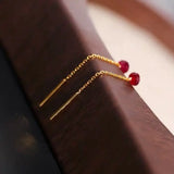 Ruby Rose Earrings Chinese Retro Silver Jewelry