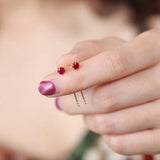 Ruby Inlaid Earrings Chinese Retro Silver Jewelry