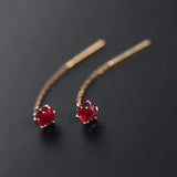 Ruby Inlaid Earrings Chinese Retro Silver Jewelry