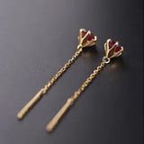 Ruby Inlaid Earrings Chinese Retro Silver Jewelry