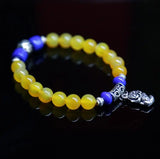 Agate Round Beads Bracelet with Silver Accents
