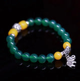 Agate Round Beads Bracelet with Silver Accents