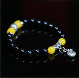 Agate Round Beads Bracelet with Silver Accents