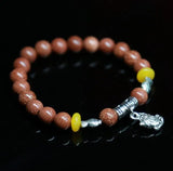 Agate Round Beads Bracelet with Silver Accents