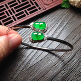 Natural Chalcedony Diamond Gourd Bracelet Charm Silver Jewelry