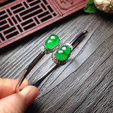 Natural Chalcedony Diamond Gourd Bracelet Charm Silver Jewelry