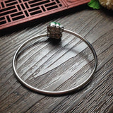 Natural Chalcedony Diamond Gourd Bracelet Charm Silver Jewelry