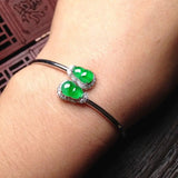 Natural Chalcedony Diamond Gourd Bracelet Charm Silver Jewelry