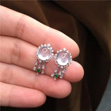Chalcedony Diamond Egg Earrings Charm Silver Jewelry