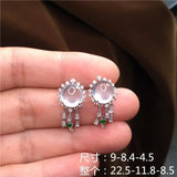 Chalcedony Diamond Egg Earrings Charm Silver Jewelry