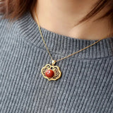 Vintage Chinese Porcelain Chalcedony Necklace Pendant Silver Jewelry