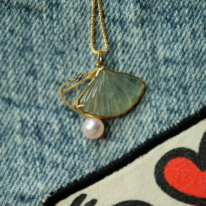 Chalcedony Scalloped Pendant in Silver - Ice Fresh Women's