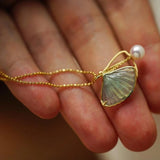 Chalcedony Scalloped Pendant in Silver - Ice Fresh Women's