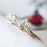 Chalcedony Diamond Gourd Leaf Bracelet Charm Silver Jewelry