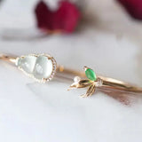 Chalcedony Diamond Gourd Leaf Bracelet Charm Silver Jewelry