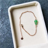 Natural Ice Seed Chalcedony Diamond Green Gourd Bracelet Silver Jewelry