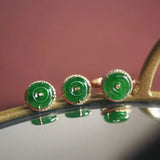 Vintage Green Chalcedony Earrings & Ring Set