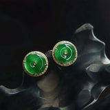 Vintage Green Chalcedony Earrings & Ring Set
