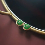 Vintage Green Chalcedony Earrings & Ring Set