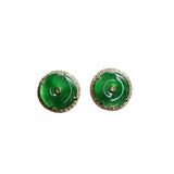 Vintage Green Chalcedony Earrings & Ring Set