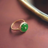 Vintage Green Chalcedony Earrings & Ring Set