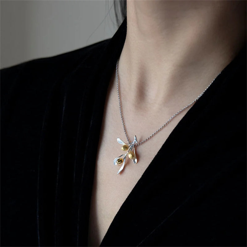 Olive Branch Necklace Love Pendant Winter Sweater Chain