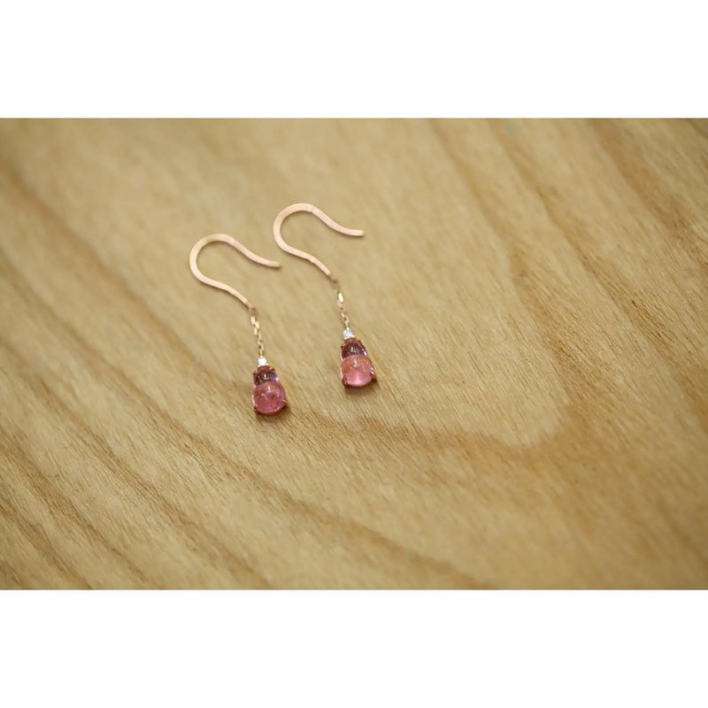 Pink Diamond-Studded Gourd Stud Earrings - Women's Silver Jewelry