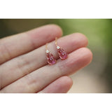 Pink Diamond-Studded Gourd Stud Earrings - Women's Silver Jewelry