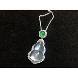 Natural Ice Chalcedony Diamond Gourd Pendant Necklace Charm Silver Jewelry