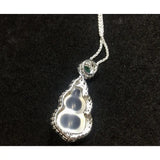 Natural Ice Chalcedony Diamond Gourd Pendant Necklace Charm Silver Jewelry