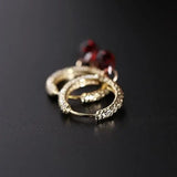 Red Water Drop Garnet Earrings and Charm Retro Female Silver Jewelry