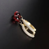 Red Water Drop Garnet Earrings and Charm Retro Female Silver Jewelry