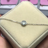 Silver Diamond Chalcedony Egg Charm Bracelet