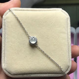 Silver Diamond Chalcedony Egg Charm Bracelet