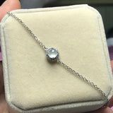 Silver Diamond Ice Chalcedony Egg Round Bracelet Charm