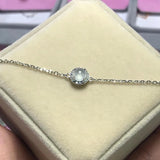 Silver Diamond Ice Chalcedony Egg Round Bracelet Charm