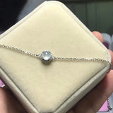 Silver Diamond Ice Chalcedony Egg Round Bracelet Charm