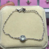 Silver Diamond Chalcedony Egg Charm Bracelet