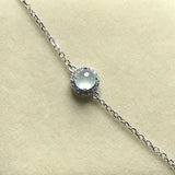 Silver Diamond Ice Chalcedony Egg Round Bracelet Charm