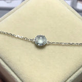Silver Diamond Ice Chalcedony Egg Round Bracelet Charm