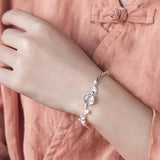 Moonlight Chalcedony Plum Blossom Bracelet Charm, Retro Silver Jewelry