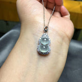 Silver Inlaid Chalcedony Gourd Necklace Pendant Charm Retro Female Jewelry